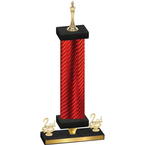 Premium Single Red Carbon Fiber Second Place Chess Trophy