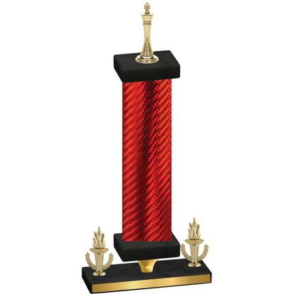 Premium Single Red Carbon Fiber Victory Chess Trophy