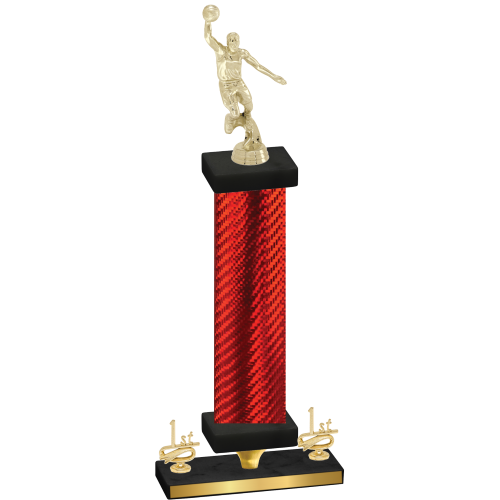 Premium Single Red Carbon Fiber First Place Basketball Trophy