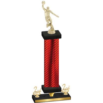 Premium Single Red Carbon Fiber Second Place Basketball Trophy