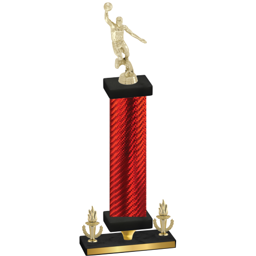 Premium Single Red Carbon Fiber Victory Basketball Trophy