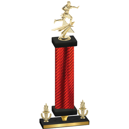 Premium Single Red Carbon Fiber Victory Flag Football Trophy