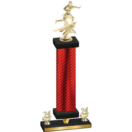 Premium Single Red Carbon Fiber Year Flag Football Trophy