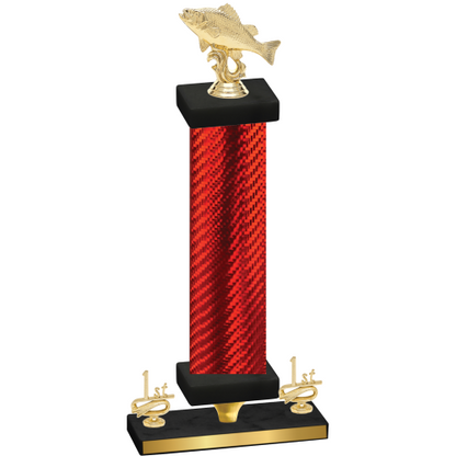 Premium Single Red Carbon Fiber First Place Fishing Trophy