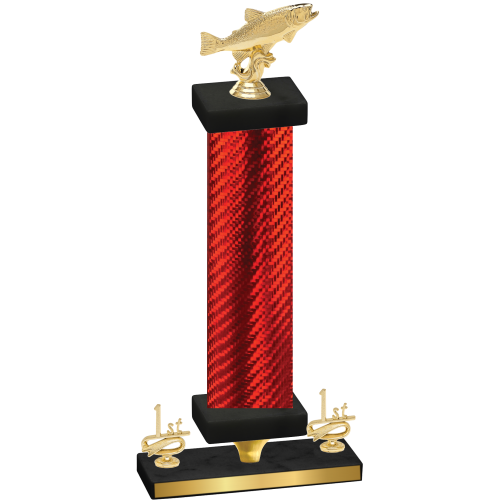 Premium Single Red Carbon Fiber First Place Fishing Trophy