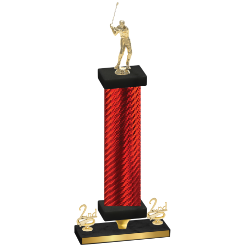 Premium Single Red Carbon Fiber Second Place Golf Trophy