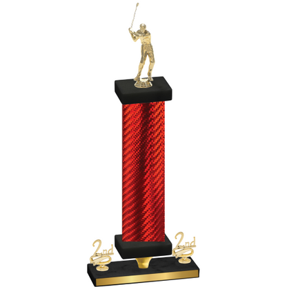 Premium Single Red Carbon Fiber Second Place Golf Trophy