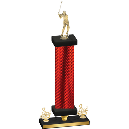 Premium Single Red Carbon Fiber Third Place Golf Trophy