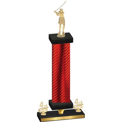 Premium Single Red Carbon Fiber Fourth Place Golf Trophy