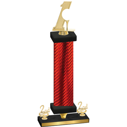 Premium Single Red Carbon Fiber Second Place Golf Trophy