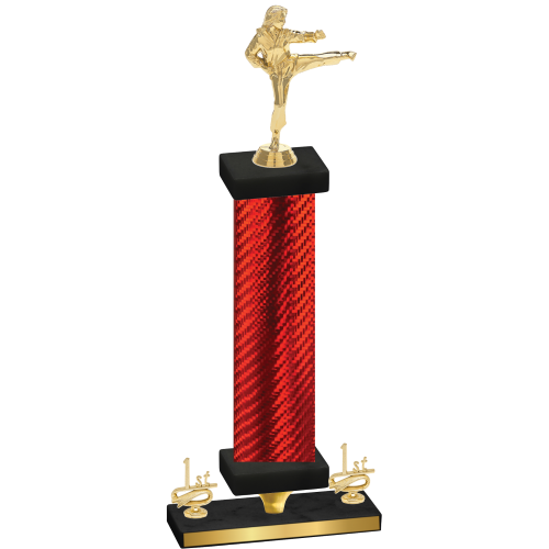 Premium Single Red Carbon Fiber First Place Karate Trophy