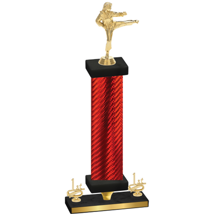 Premium Single Red Carbon Fiber First Place Karate Trophy