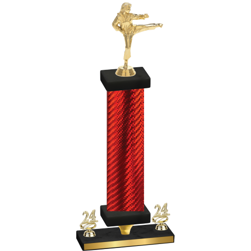 Premium Single Red Carbon Fiber Year Karate Trophy