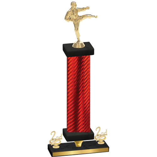 Premium Single Red Carbon Fiber Second Place Karate Trophy