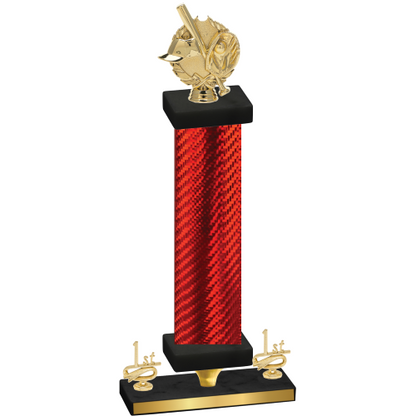 Premium Single Red Carbon Fiber First Place Baseball Trophy