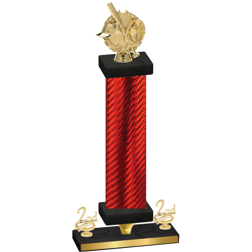 Premium Single Red Carbon Fiber Second Place Baseball Trophy