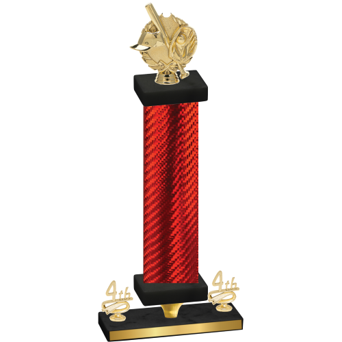 Premium Single Red Carbon Fiber Fourth Place Baseball Trophy