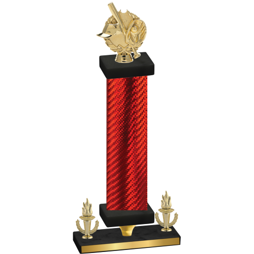 Premium Single Red Carbon Fiber Victory Baseball Trophy