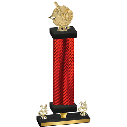 Premium Single Red Carbon Fiber Year Baseball Trophy