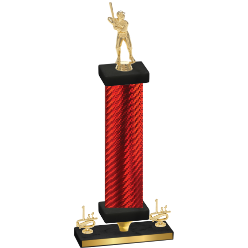 Premium Single Red Carbon Fiber First Place Baseball Trophy