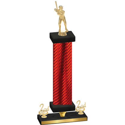 Premium Single Red Carbon Fiber Second Place Baseball Trophy