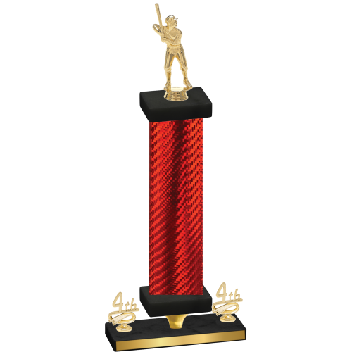 Premium Single Red Carbon Fiber Fourth Place Baseball Trophy