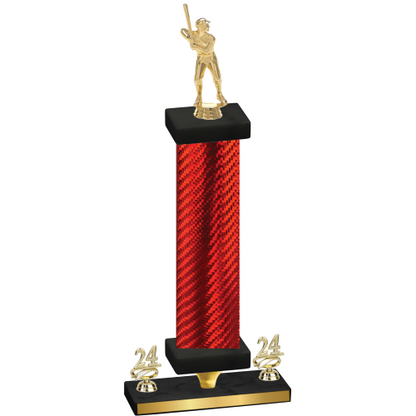 Premium Single Red Carbon Fiber Year Baseball Trophy