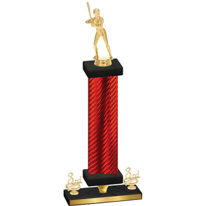 Premium Single Red Carbon Fiber Third Place Softball Trophy