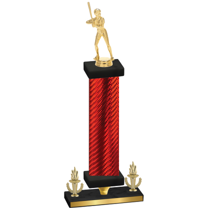 Premium Single Red Carbon Fiber Victory Softball Trophy