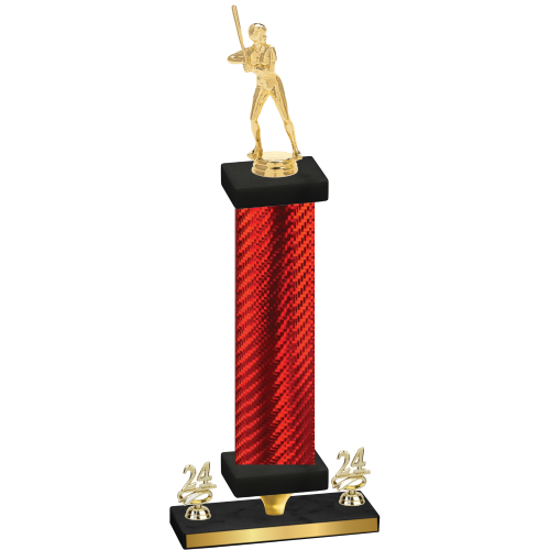 Premium Single Red Carbon Fiber Year Softball Trophy