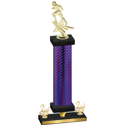 Premium Single Purple Carbon Fiber Second Place Football Trophy