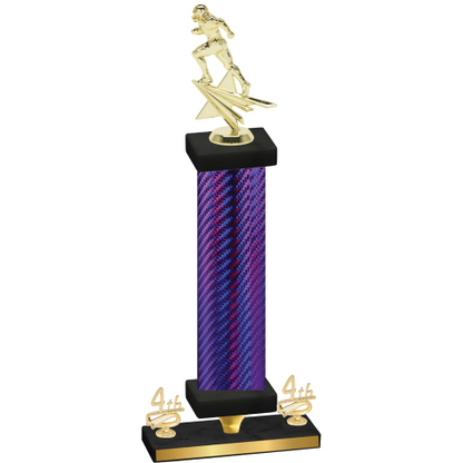 Premium Single Purple Carbon Fiber Fourth Place Football Trophy