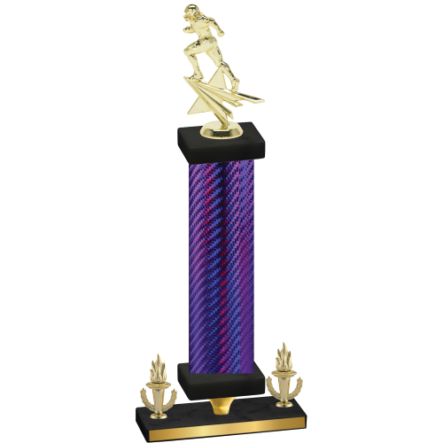 Premium Single Purple Carbon Fiber Victory Football Trophy