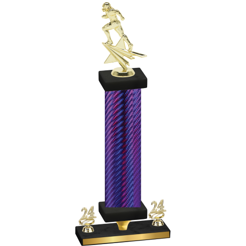 Premium Single Purple Carbon Fiber Year Football Trophy