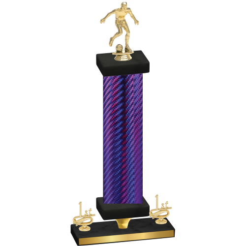 Premium Single Purple Carbon Fiber First Place Soccer Trophy