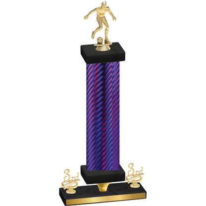 Premium Single Purple Carbon Fiber Third Place Soccer Trophy