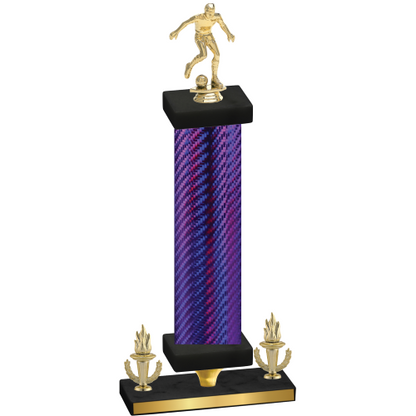 Premium Single Purple Carbon Fiber Victory Soccer Trophy