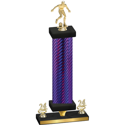 Premium Single Purple Carbon Fiber Year Soccer Trophy