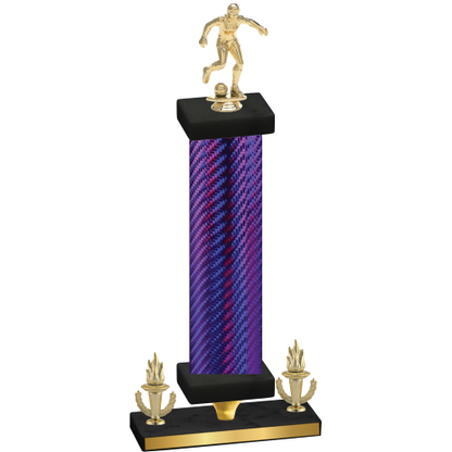 Premium Single Purple Carbon Fiber Victory Soccer Trophy