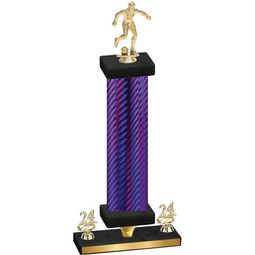 Premium Single Purple Carbon Fiber Year Soccer Trophy