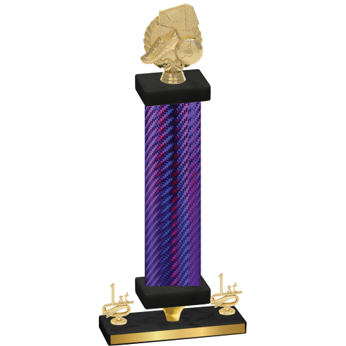 Premium Single Purple Carbon Fiber First Place Soccer Trophy