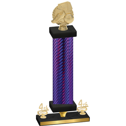 Premium Single Purple Carbon Fiber Fourth Place Soccer Trophy