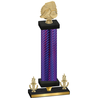 Premium Single Purple Carbon Fiber Victory Soccer Trophy