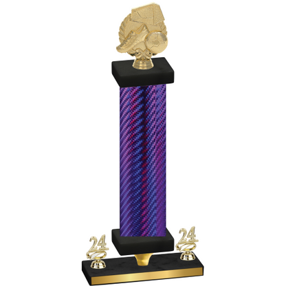 Premium Single Purple Carbon Fiber Year Soccer Trophy