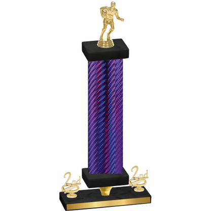 Premium Single Purple Carbon Fiber Second Place Rugby Trophy