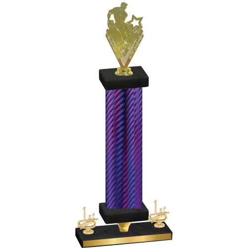 Premium Single Purple Carbon Fiber First Place Rugby Trophy