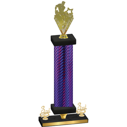 Premium Single Purple Carbon Fiber Third Place Rugby Trophy