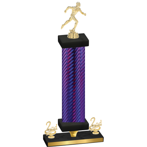 Premium Single Purple Carbon Fiber Second Place Running Trophy