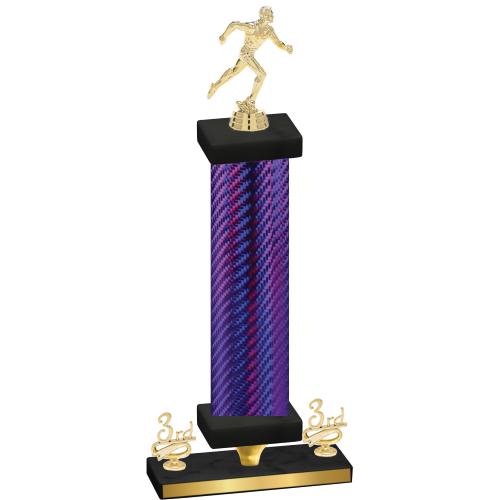 Premium Single Purple Carbon Fiber Third Place Running Trophy