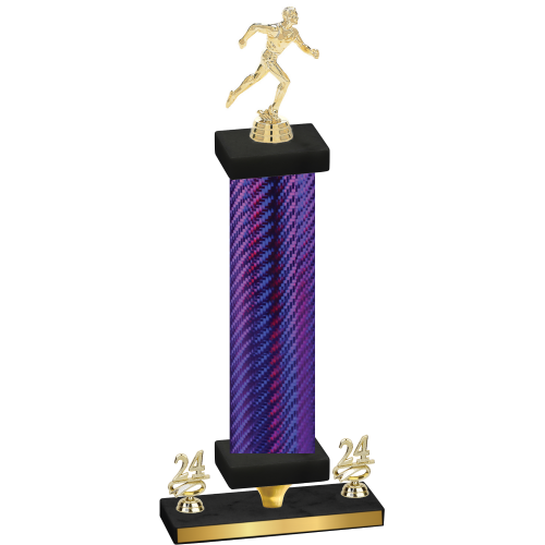 Premium Single Purple Carbon Fiber Year Running Trophy